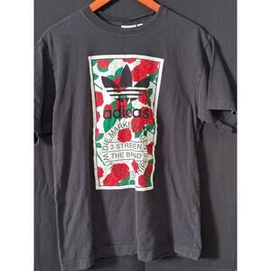 Adidas Mens Black T-Shirt With Rose Graphic Size M